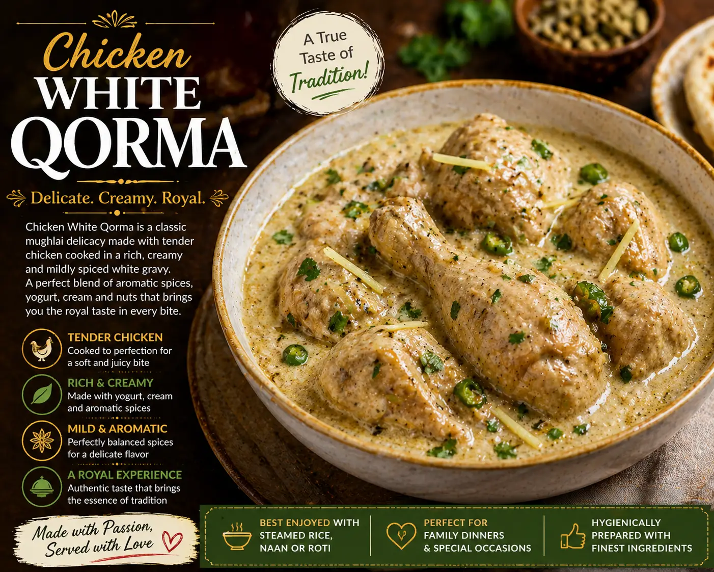 chicken white qorma