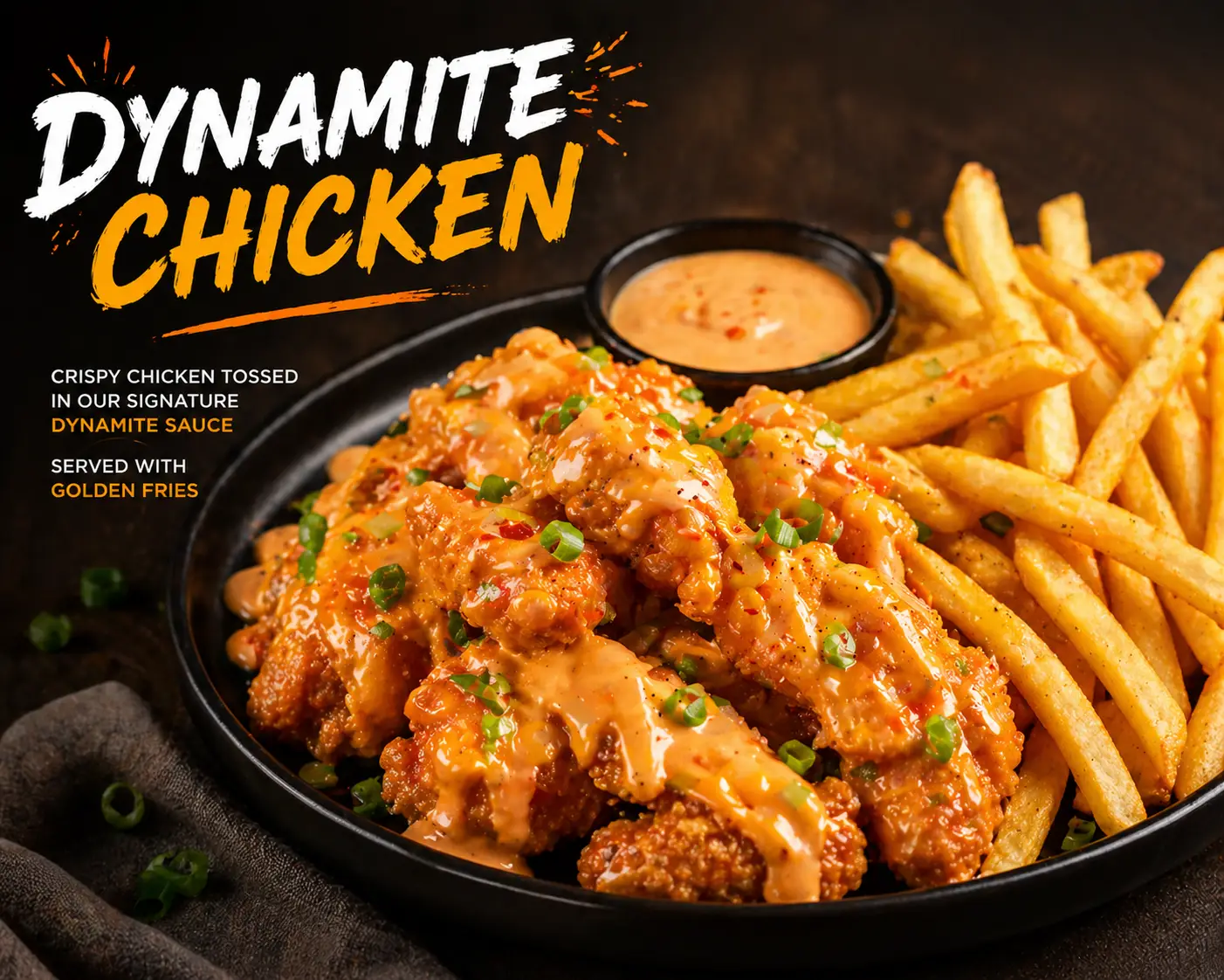 dynamite chicken with fries