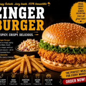 Zinger Burger with Fries Cole slaw